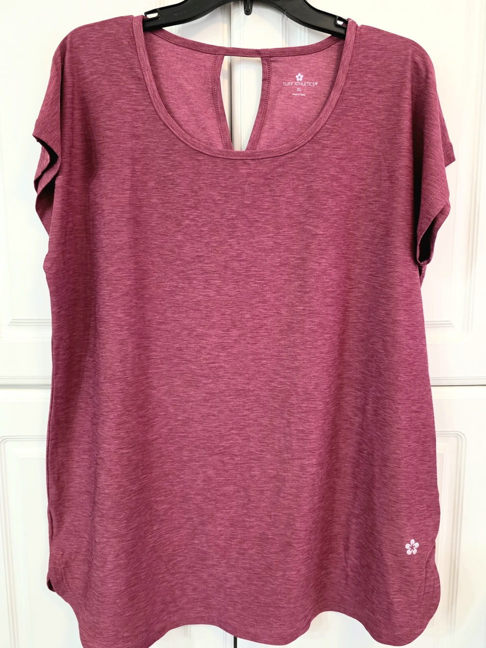 Tuff Athletics Heathered Raspberry Short Sleeve Scoop Top